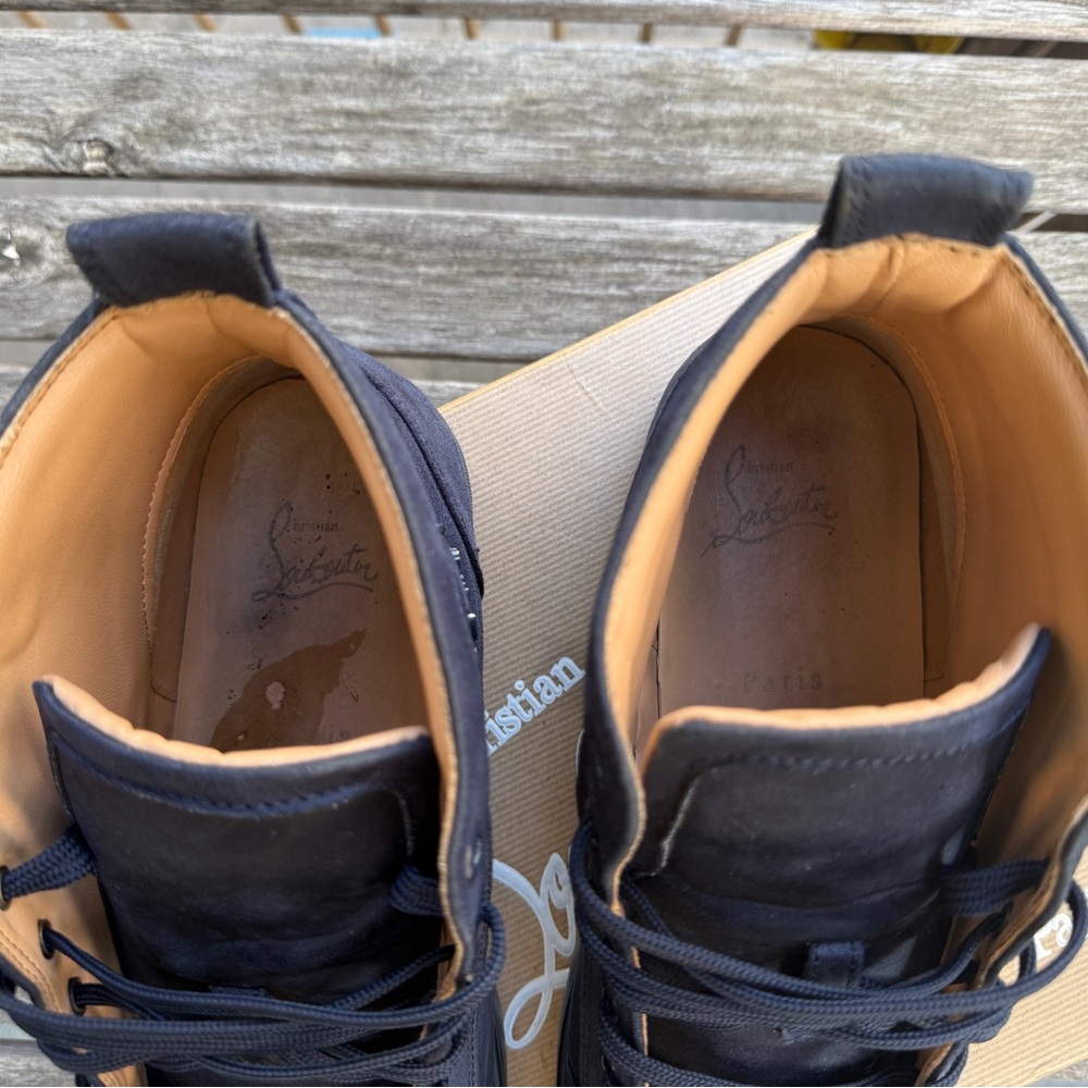 Christian Louboutin Navy High-Top Sneakers - Picture 8 of 12